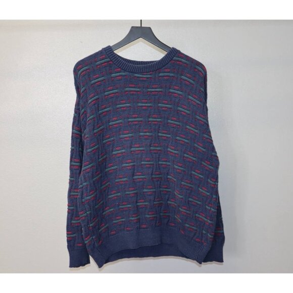 Vintage 90s Peconic Bay Traders Men's Ugly Sweater | L | Geometric | USA Made - Picture 4 of 5